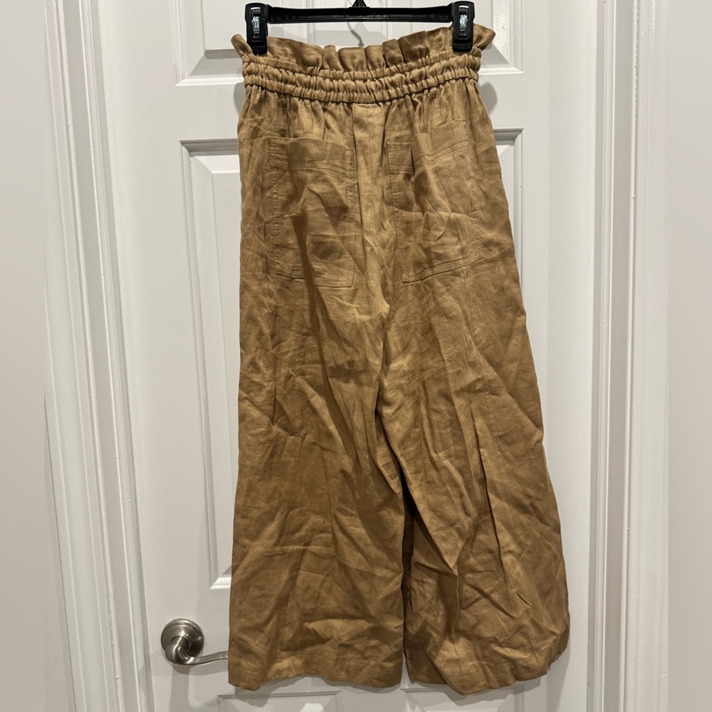 MARELLA fade drawstring paper bag Camel khaki Wide-Leg Pants linen resort beach - Picture 5 of 8